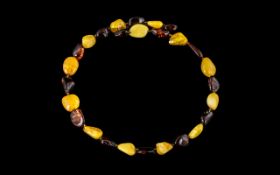 Vintage Amber Necklace, egg yolk and butterscotch and dark cherry beads,