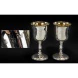 Preston Guild 1972 Pair of Sterling Silver Goblets with Gilt Interiors, Complete with Presentation