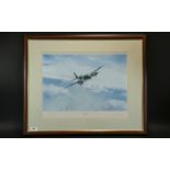 Large Print of 'Mosquito' Plane, mounted and framed behind glass, measures overall 27'' x 22''.