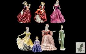 A Collection of Porcelain Lady Figures 7 in total to include,