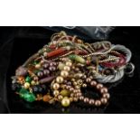 Collection of Vintage Costume Jewellery. Large Bag of Costume Jewellery to Include Necklaces, Silver