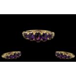 Antique Period - Attractive 5 Stone Amethyst Set Dress Ring,