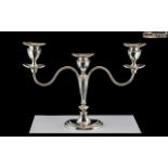 Queen Elizabeth II Sterling Silver 2 Branch Candelabra with Detachable Nozzles,