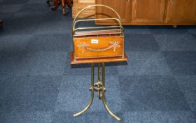 Edwardian Brass Mounted and Framed Magazine Stand of fine quality, supported on brass shaped legs