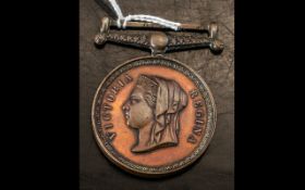 Unusual Bronze Victorian Military Shooting Medal - Depicting Victorias Head on the Verso a Soldier