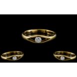 Contemporary Designed 18ct Gold Single Stone Diamond Set Ring. The Modern Round Brilliant Cut