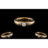 Boodles Style Gents Heavy 18ct Gold - Top Quality Single Stone Diamond Ring, Wedding Band Design.