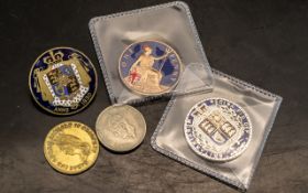 Silver Enamel 1884 Half Crown, 1830 Half Crown, 1895 Enamel Penny, 1949 Shilling,