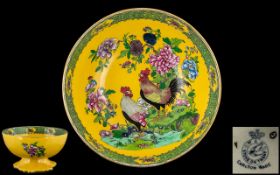 Carlton Ware W & R Large and Impressive 1930's Hand Painted Enamel Footed Bowl ' Rooster and