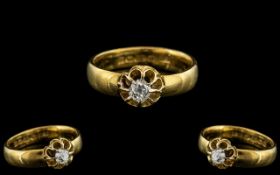 22ct Gold Attractive Single Stone Diamond Set Ring - Gypsy Setting.