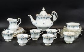 Royal Albert 'Memory Lane' Tea Service, comprising Teapot, Milk jug, sugar bowl, six cups,