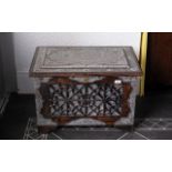 20th Century Saudi Arabian Blanket/Dowry Chest, overlaid throughout in silvered metal, fine chased,