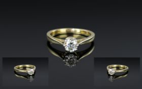 Ladies 18ct Gold Superb Single Stone Diamond Ring, fully hallmarked for 750 - 18ct; the modern,