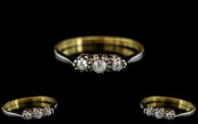 18ct Gold - Attractive 3 Stone Diamond Ring - Gallery Setting. Marked 18ct to Interior of Shank.