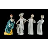 Four Figurines To Include A Royal Doulton Olga HN 2463, Lladro Boy Blowing Kis #4869,