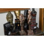 A Collection of Assorted Modern Egyptian Inspired Decorative Ornaments to include book ends and