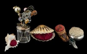 Collection of Antique Pin Cushions & Hat Pins,