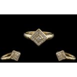 Ladies 9ct Gold and Platinum Diamond Set Cluster Ring. Full Hallmark for 9.375.