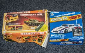Radio Controlled Porsche Turbo 78, in original box, together with a Road Power Commander's Tank,