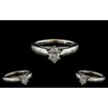 Ladies - Attractive 14ct White Gold and Platinum Single Stone Diamond Set Ring.