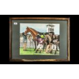 Horse Racing Interest: D Carter Original Oil on Board showing a horse in the Winner's Enclosure,
