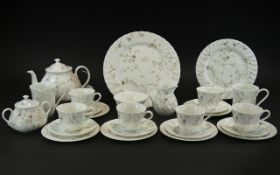 Wedgwood 'Campion' Tea Service, comprising: Tea Pot, Lidded Preserve Pot twin-handled; Sugar Bowl;