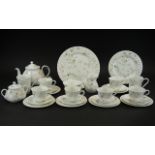 Wedgwood 'Campion' Tea Service, comprising: Tea Pot, Lidded Preserve Pot twin-handled; Sugar Bowl;