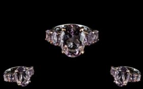 Rose De France Amethyst Statement Ring, a large oval cut of 8.