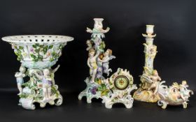 A Collection of Five Pieces of Dresden Porcelain,