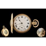 Antique Period - Swiss Made Gold Filled Keyless Demi-Hunter Pocket Watch.