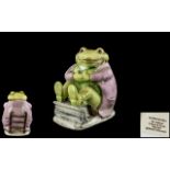 Beswick Scarce Beatrix Potter Figure ' Mr Jackson ' BP3A, Green Toad Wearing Mauve Jacket.