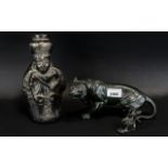 Small Collection of Metal and Resin Reproduction Items, comprising a metal tiger with lift up head,