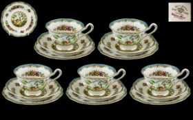 A Collection of Five Royal Albert Trio's Chelsea Bird design.