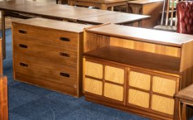 Parker Knoll Small Teak Bow Fronted Corner Cabinet, with a matching cupboard and a Natham type,