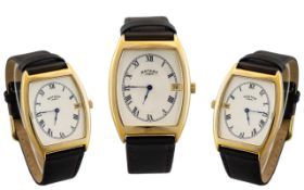 Rotary - Date Display 9ct Gold Cased Wrist Watch, with Attached Leather Strap,