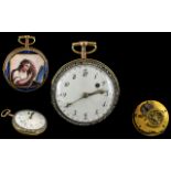 J F Valeri Leton, French 18th Century Gilt Metal & Painted Enamel Pair Cased Verge Pocket Watch,