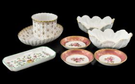 Collection of Eight Assorted Bone China Dishes, comprising a Minton Haddon Hall tray,