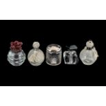 Collection of Five Vintage Perfume Bottles, comprising glass perfume bottle with silver lid,