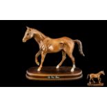 Royal Doulton Hand Painted Horse Figure Raised on a Wooden Plinth - Titled ' My First Horse '