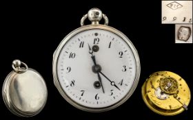 French - Stunning 18th/19th Century Silver Verge Alarm Pocket Watch Marked Berthoud A Paris,