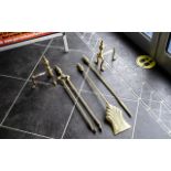 Set of Brass Fire Irons comprising five piece fire tool set.