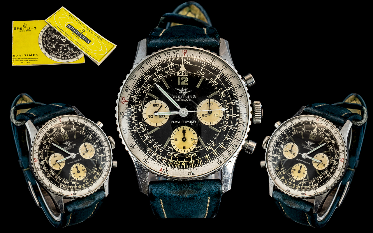 Breitling - Navitimer 806 ' Pilot's ' Chronograph Stainless Steel Wrist Watch. c.1960's.