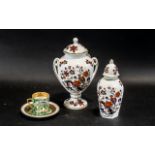 Aynsley Bird of Paradise Design Lidded Vase, Together with Smaller Vase and Cover, 22 & 19 Inches