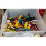 A Large Collection of Loose Diecast Models, mostly Matchbox, buses, trucks, tractors, etc.