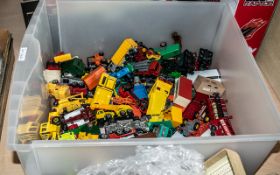 A Large Collection of Loose Diecast Models, mostly Matchbox, buses, trucks, tractors, etc.