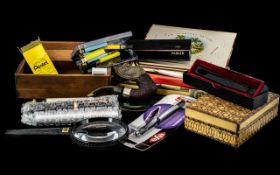 Box of Gentlemen's Vintage Desk Items,