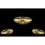 Gents 18ct Yellow Gold Single Stone Diamond Set Ring - Gallery Setting.
