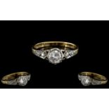 18ct Gold and Platinum Attractive Diamond Set Ring. Marked Platinum and 18ct to Interior of Shank.