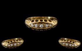 Antique Period - Attractive / Petite 18ct Gold 5 Stone Diamond Ring.