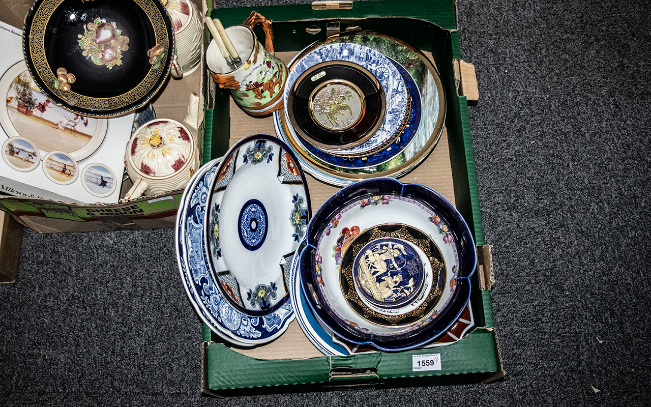Large Collection of Plates, China & Pottery, comprising three boxes containing: assorted cabinet - Image 2 of 2